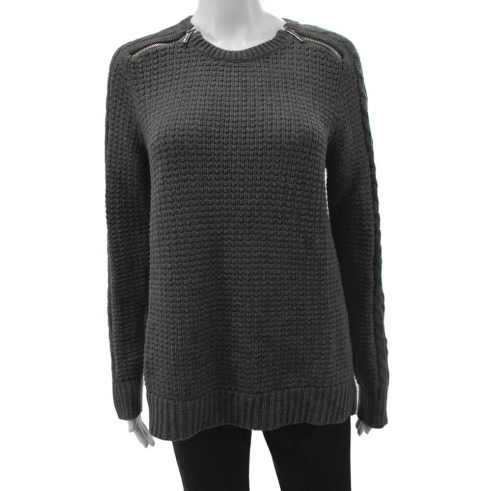 Michael Michael Kors Unisex Pullover Sweater Dark Gray Round Neck Zip Size M